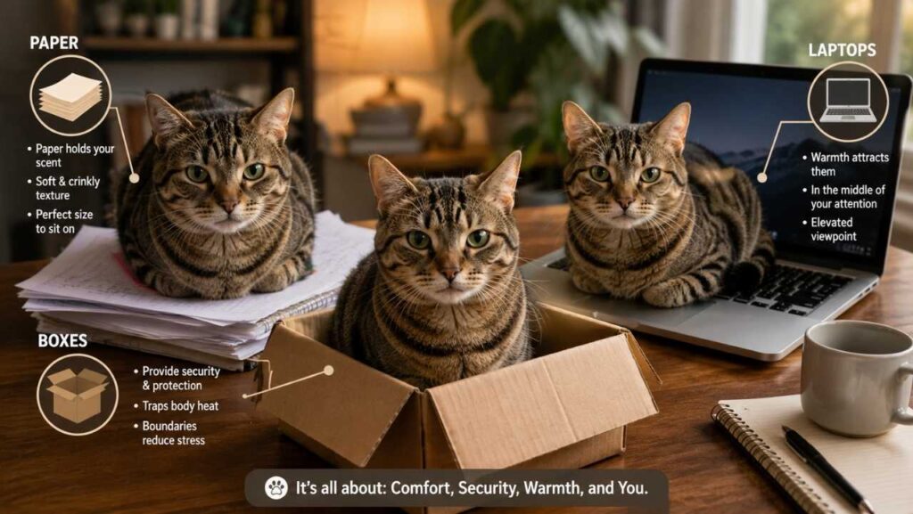 Why Do Cats Sit on Paper, Boxes, and Laptops Specifically?