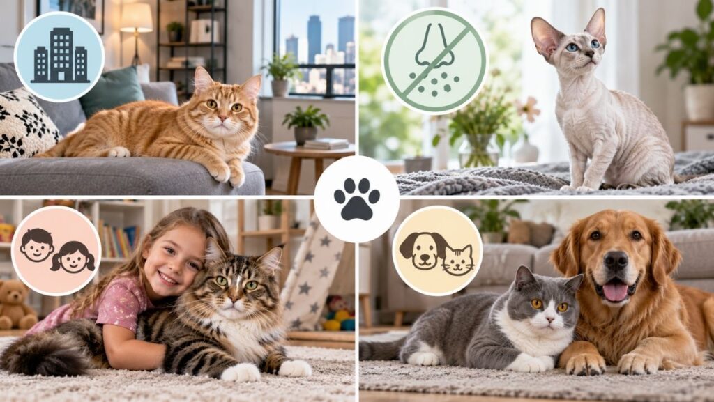 Best Cat Breeds for Apartments, Allergies, Kids, and Dogs (Compatibility Guide)