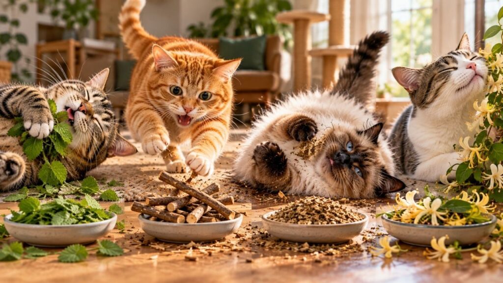 Catnip vs. Silvervine vs. Valerian vs. Honeysuckle: Which One Drives Cats the Craziest?