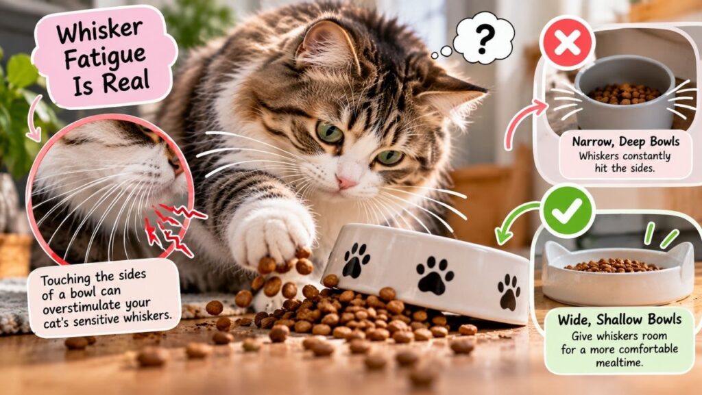Whisker Fatigue Is Real: Why Your Cat Scoops Food Onto the Floor (and the Bowls That Fix It)